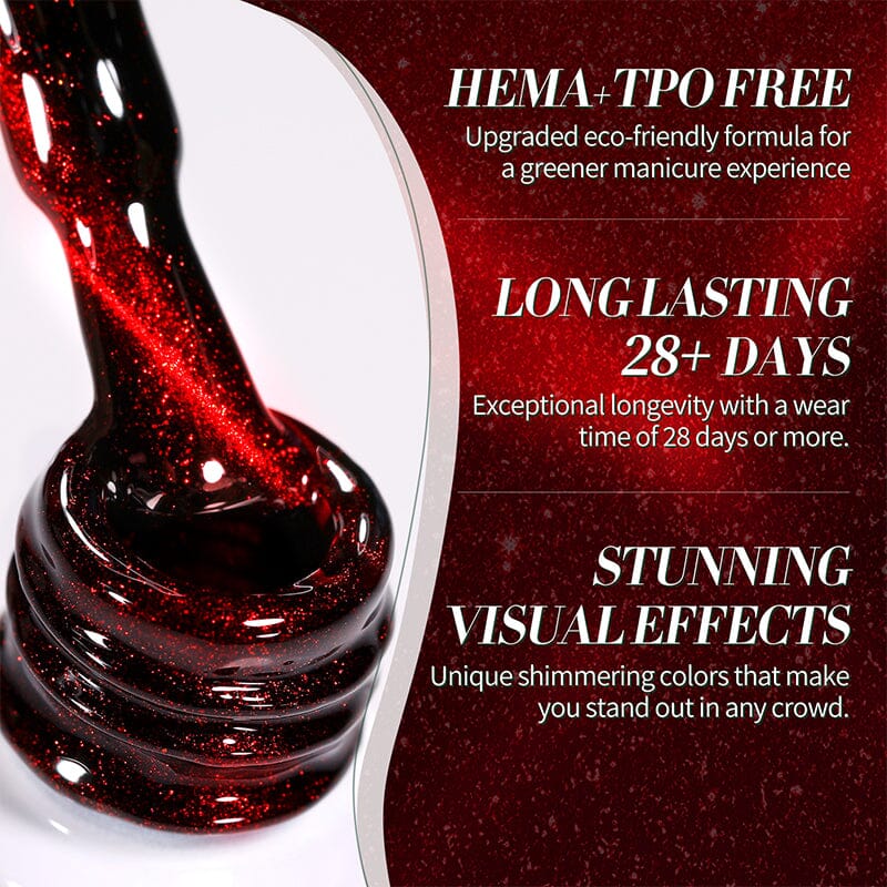 TPO & HEMA Free Glass Bead Cat Magnetic Gel MY154 Red Spider Lily 10ml Gel Nail Polish BORN PRETTY 