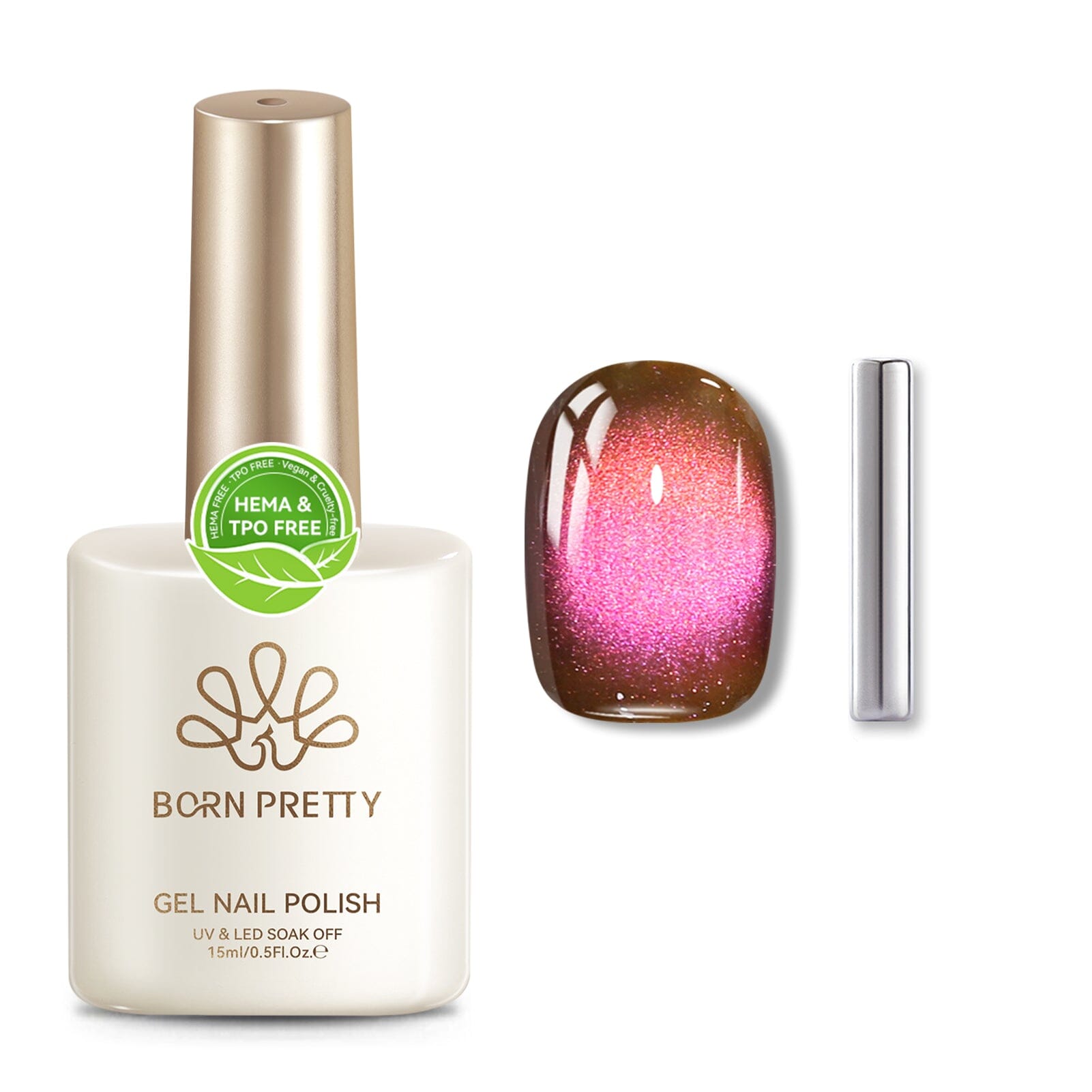 HEMA/TPO FREE Colored Cat Magnetic Gel MY121 Guava Soda 15ml Gel Nail Polish BORN PRETTY 