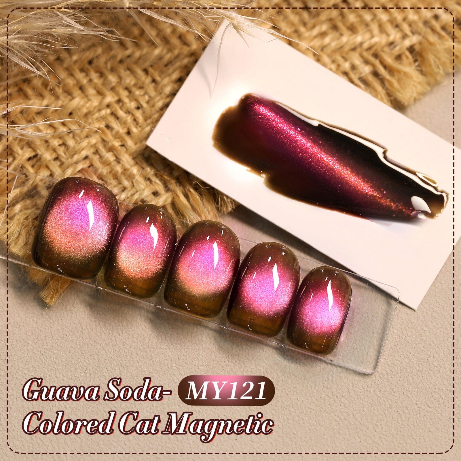 HEMA/TPO FREE Colored Cat Magnetic Gel MY121 Guava Soda 15ml Gel Nail Polish BORN PRETTY 