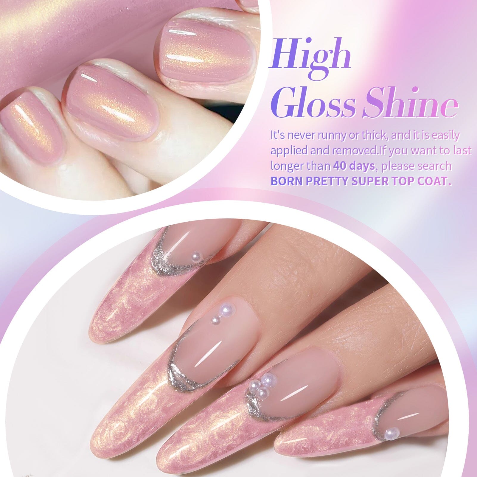 6 Colors HEMA/TPO FREE Shell Thread Nail Gel T09 Milky Planet 7ml Gel Nail Polish BORN PRETTY 