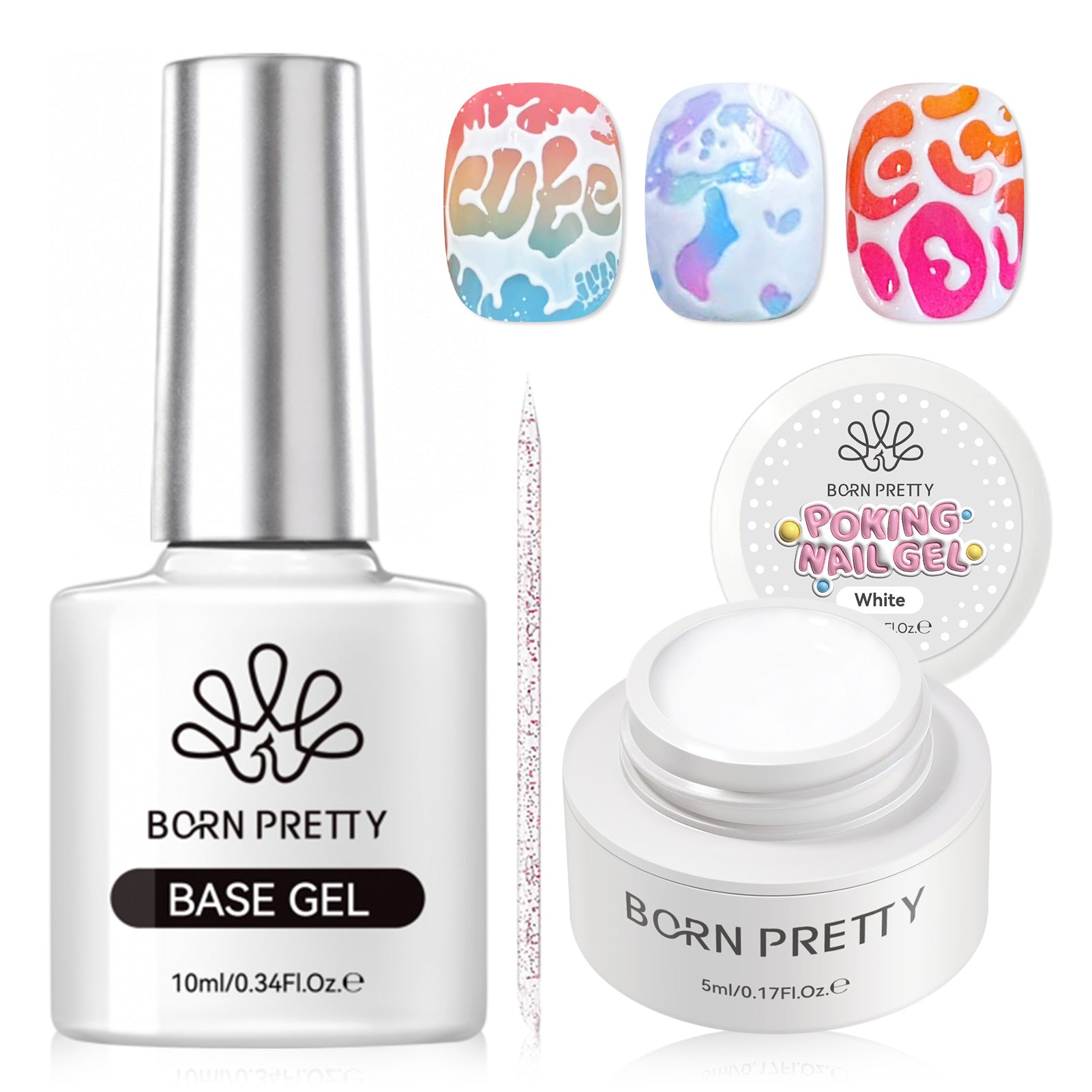 Poking Nail Gel 5ml Gel Nail Polish BORN PRETTY White+Base 