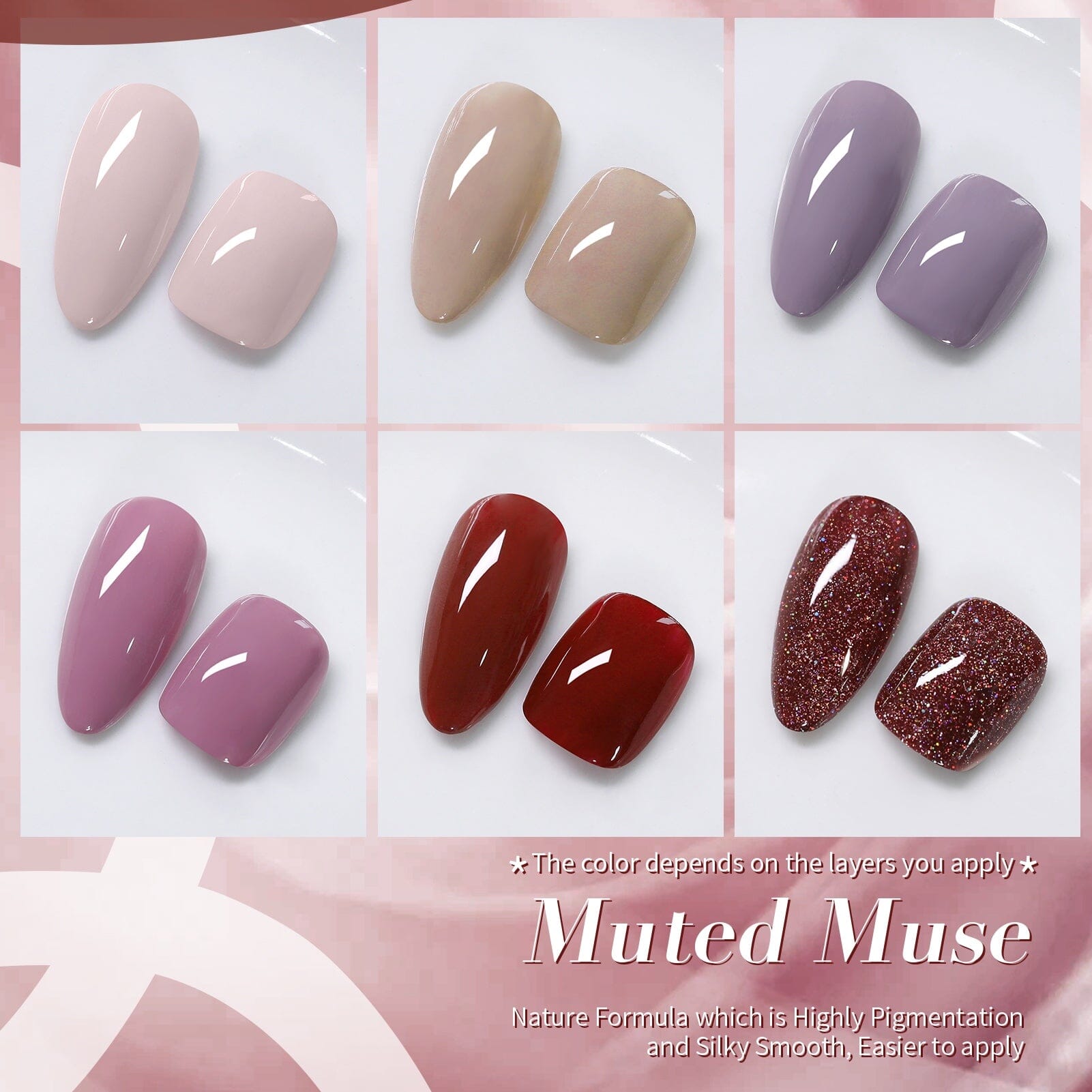6 Bottles Nail Polish Muted Muse 6ml Nail Polish BORN PRETTY 