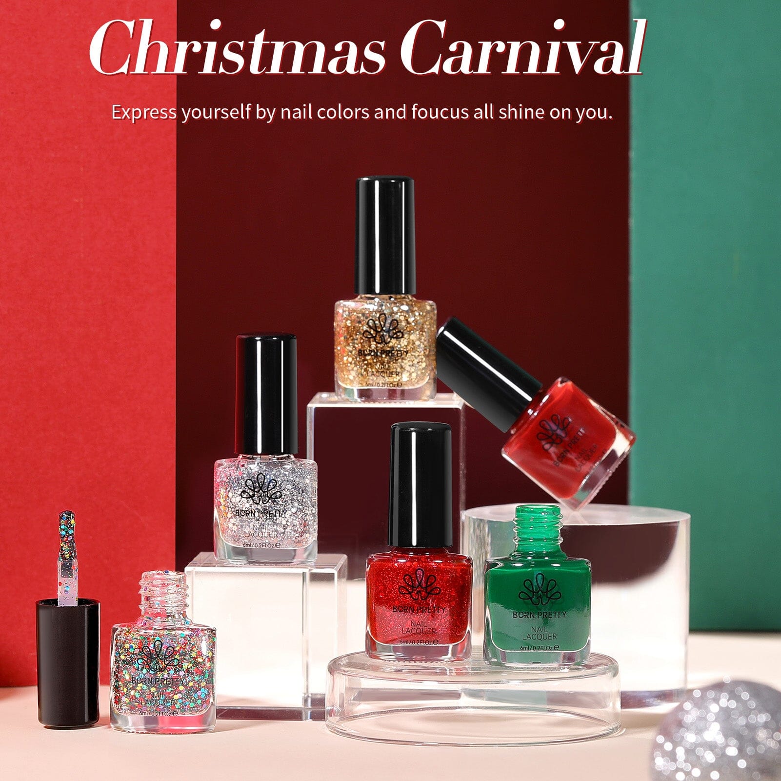 6 Bottles Nail Polish Christmas Carnival 6ml Nail Polish BORN PRETTY 