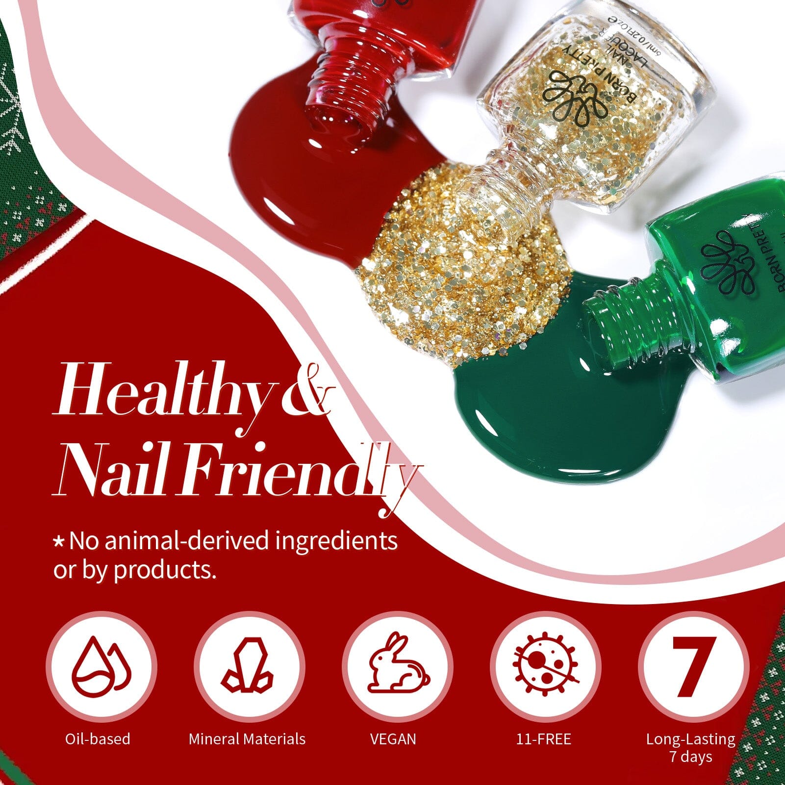 6 Bottles Nail Polish Christmas Carnival 6ml Nail Polish BORN PRETTY 