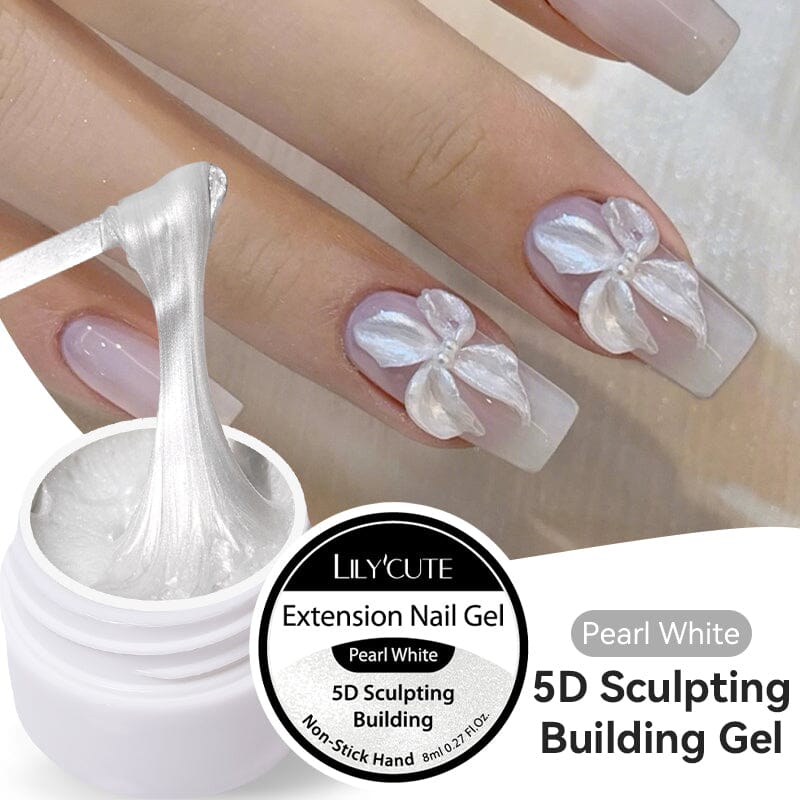 Non Stick Hand Extension Gel Pearl White 5D Sculpting Building Gel 8ml Extension Nail Gel LILYCUTE 