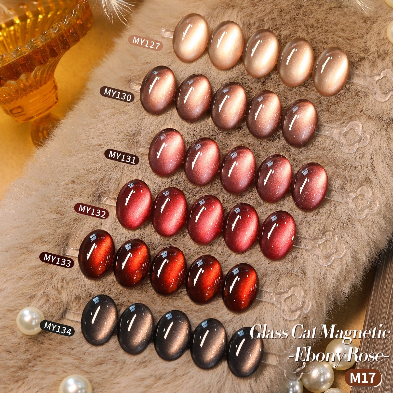 6 Colors HEMA/TPO FREE Glass Cat Magnetic Gel M17 Ebony Rose 7ml Gel Nail Polish BORN PRETTY 