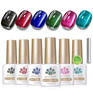 6 Colors HEMA/TPO FREE Glass Bead Cat Magnetic Gel M18 Scarlet Carol 7ml Gel Nail Polish BORN PRETTY 