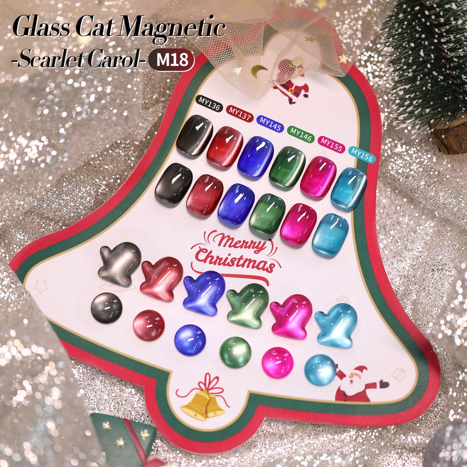 6 Colors HEMA/TPO FREE Glass Bead Cat Magnetic Gel M18 Scarlet Carol 7ml Gel Nail Polish BORN PRETTY 