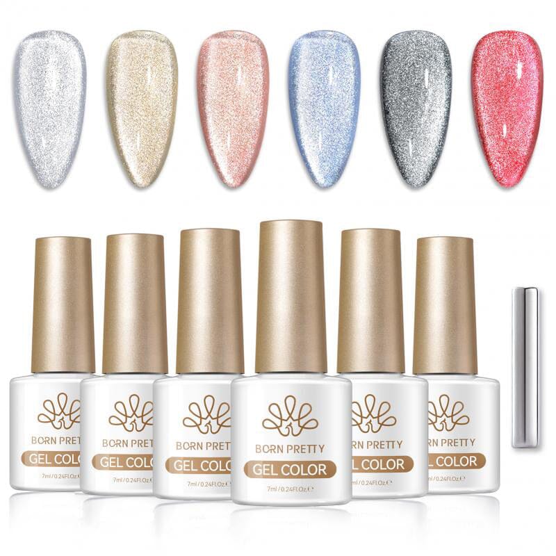 6 Colors Crystal Cat Magnetic Gel M19 Winter's Whisper 7ml Gel Nail Polish BORN PRETTY 