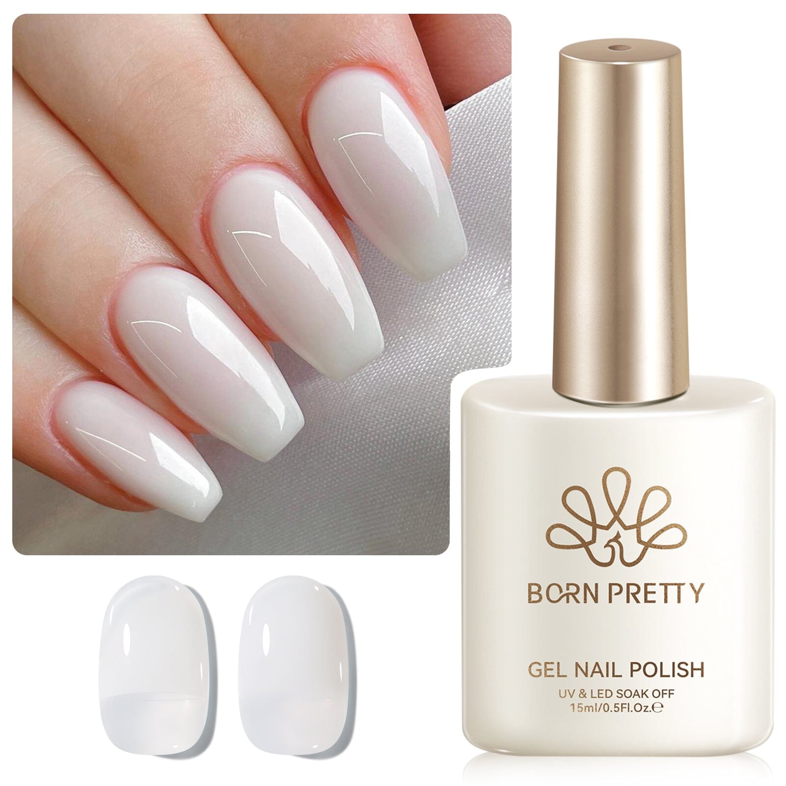 Jelly Gel Polish TS04 Milky White 15ml HEMA/TPO FREE Gel Nail Polish BORN PRETTY 