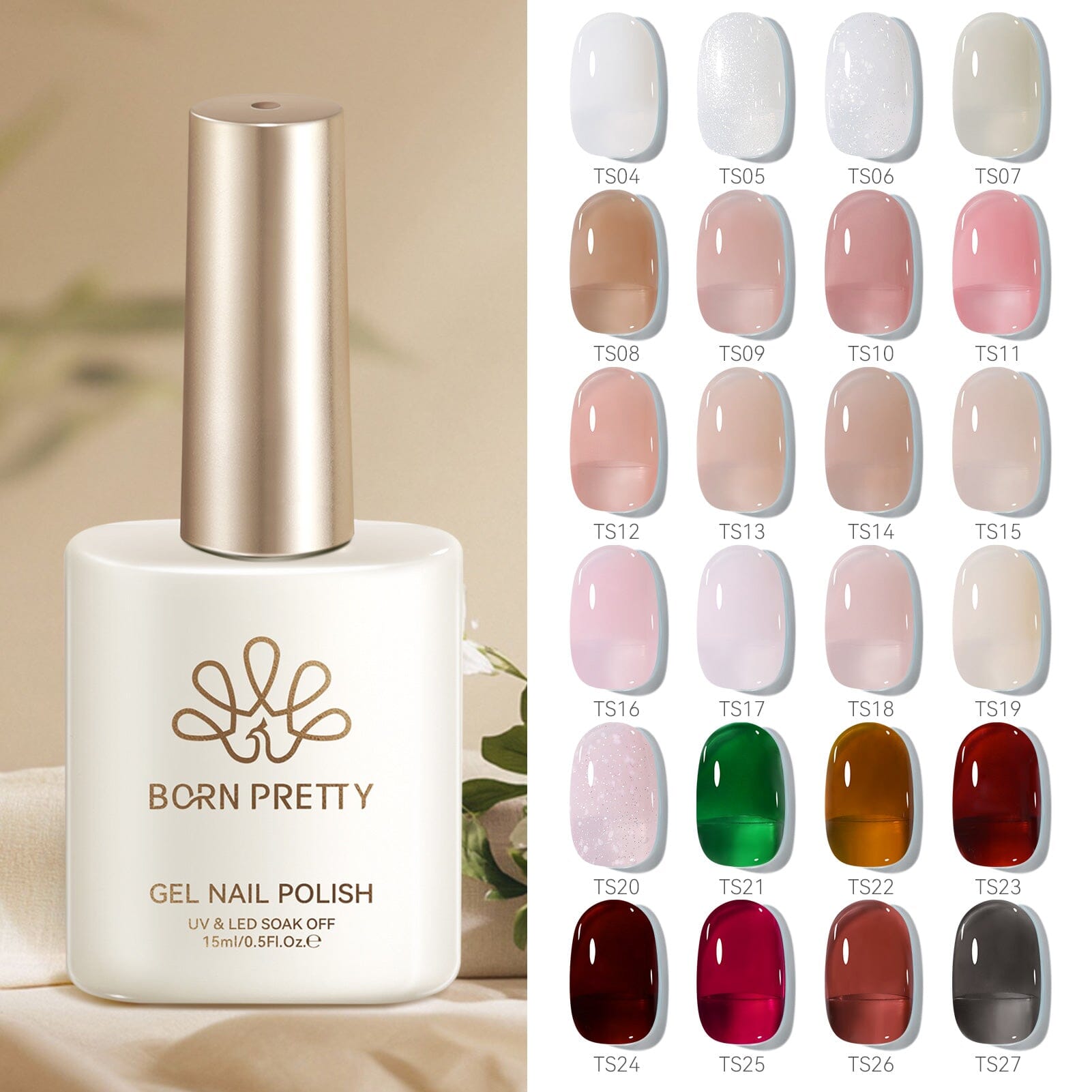 Jelly Gel Polish 15ml HEMA/TPO FREE Gel Nail Polish BORN PRETTY 24 Colors 