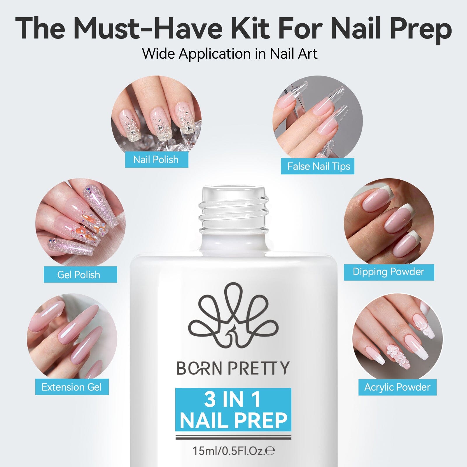 3 in 1 Nail Prep 15ml Gel Nail Polish BORN PRETTY 