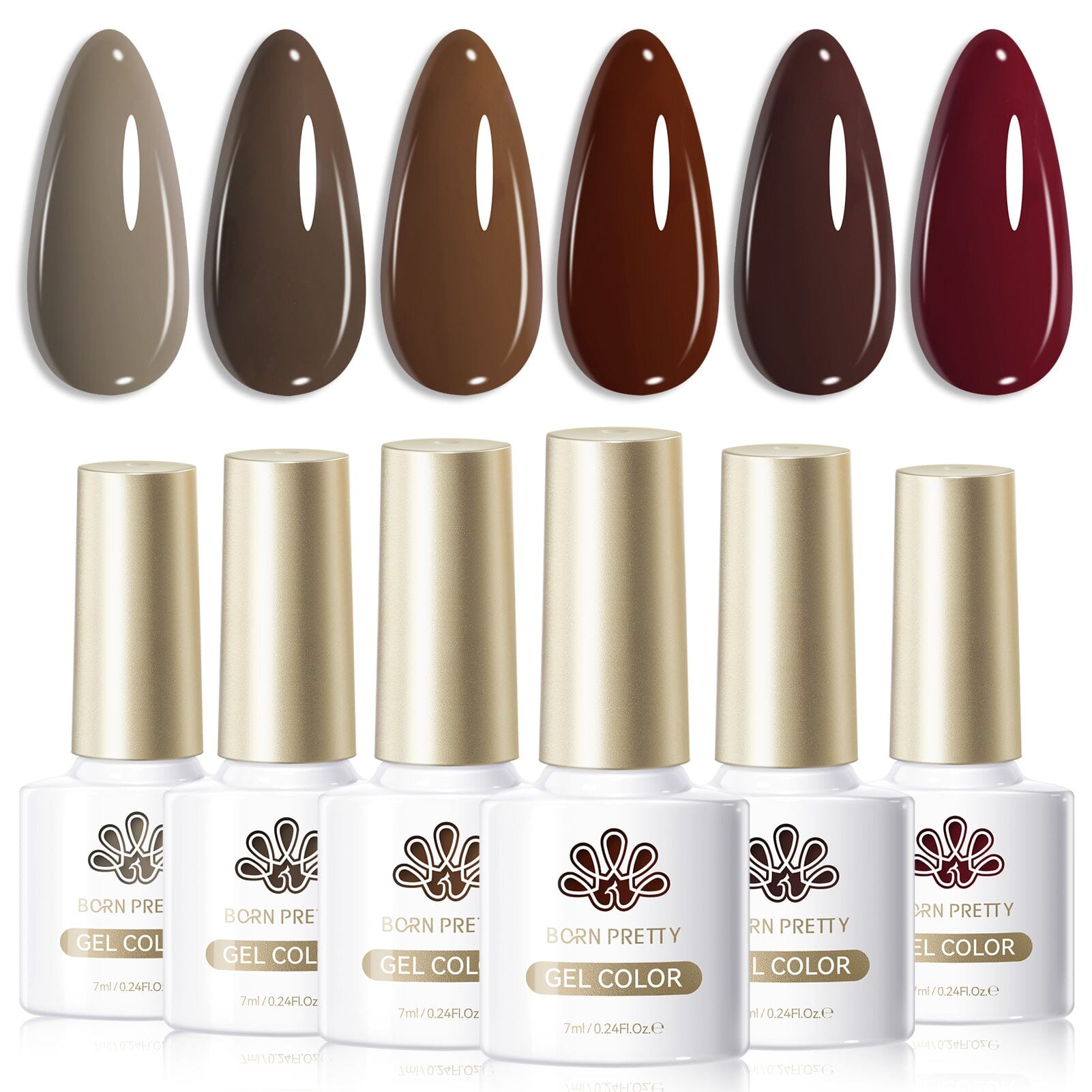 6 Colors Gel Polish Set S22 Cinnamon Coco 7ml Gel Nail Polish BORN PRETTY 