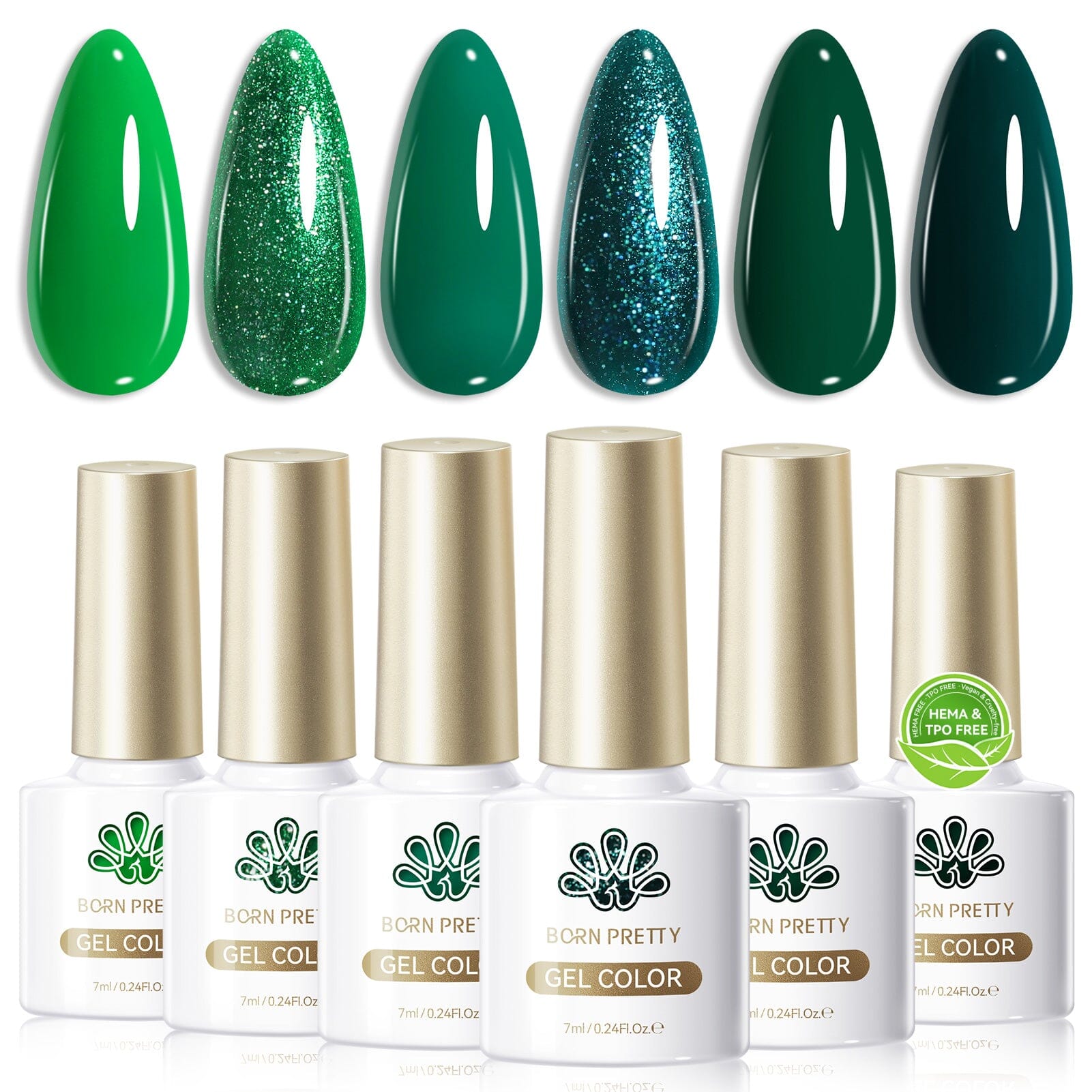 6 Colors HEMA/TPO FREE Gel Polish Set S23 Forest Mood 7ml Gel Nail Polish BORN PRETTY 