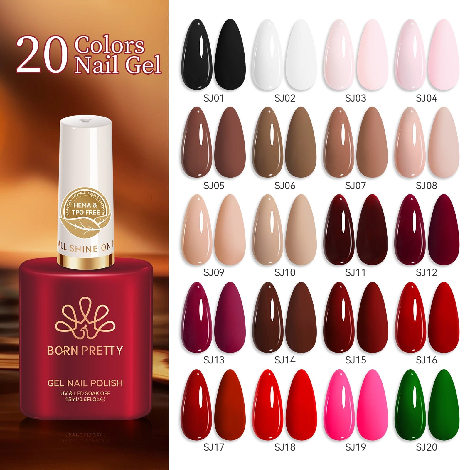 Colors Nail Gel 15ml HEMA/TPO FREE – BORN PRETTY