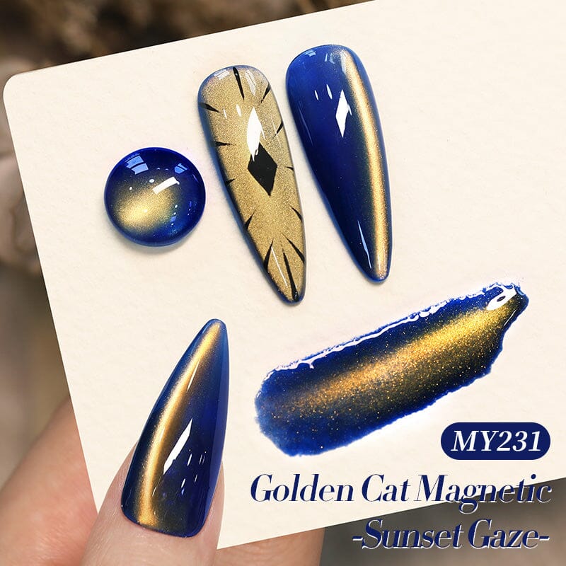 HEMA/TPO FREE Golden Shimmer Cat Magnetic Gel MY231 Sunset Gaze 10ml Gel Nail Polish BORN PRETTY 