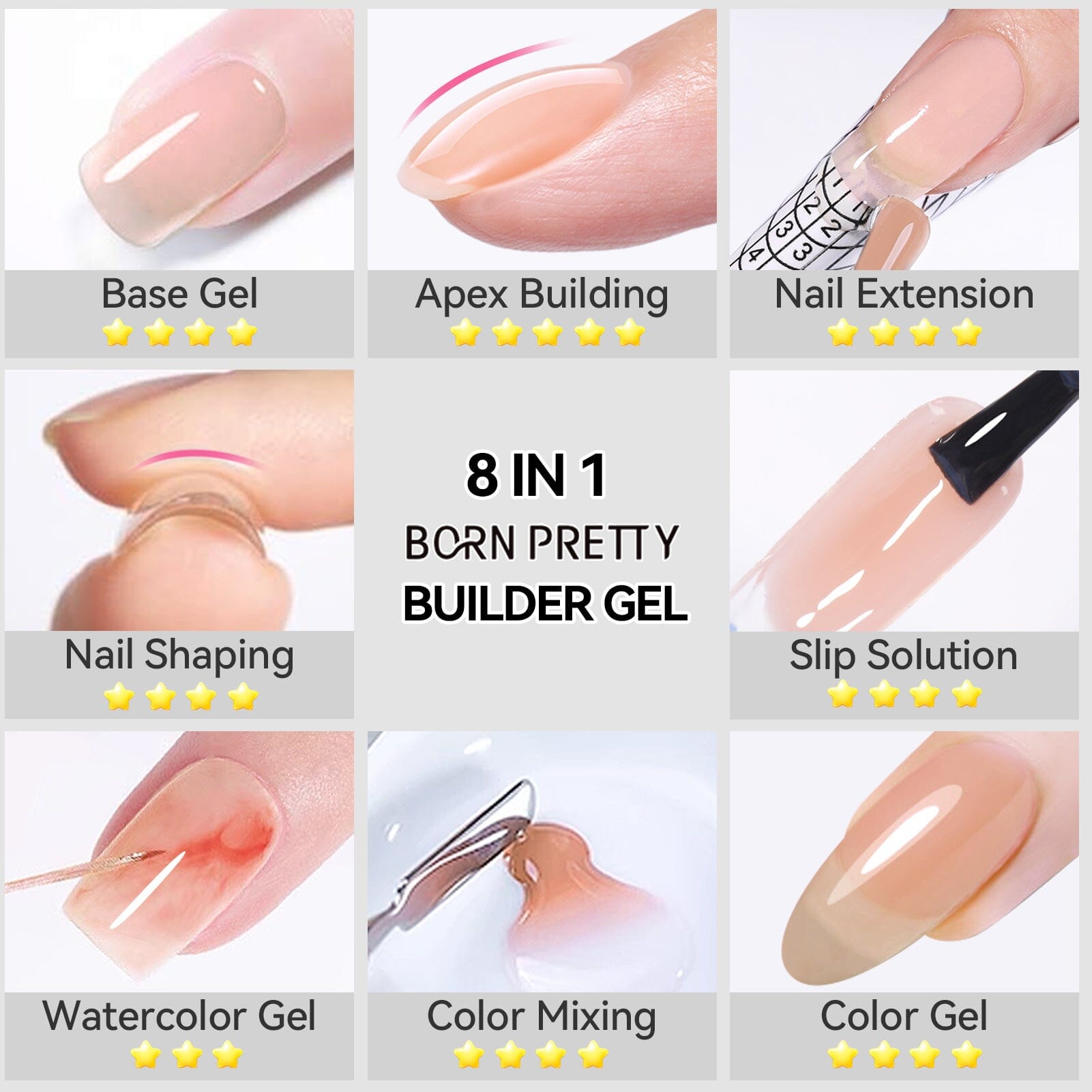 8 in 1 Builder Gel B09 15ml Gel Nail Polish BORN PRETTY 