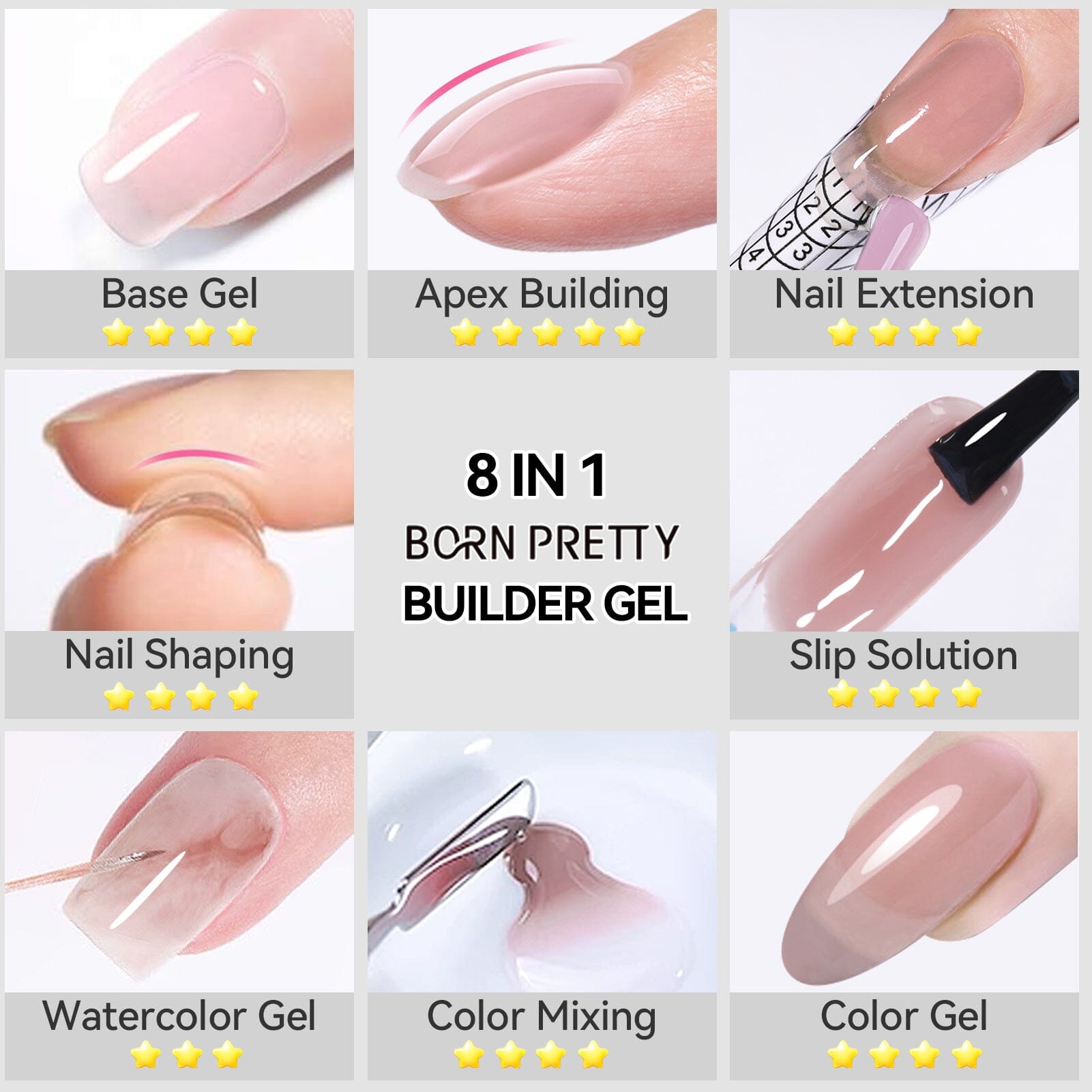 8 in 1 Builder Gel B10 15ml Gel Nail Polish BORN PRETTY 