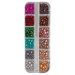 12 Grids Mixed Sizes Round Resin Nail Decoration Nail Art No Brand 