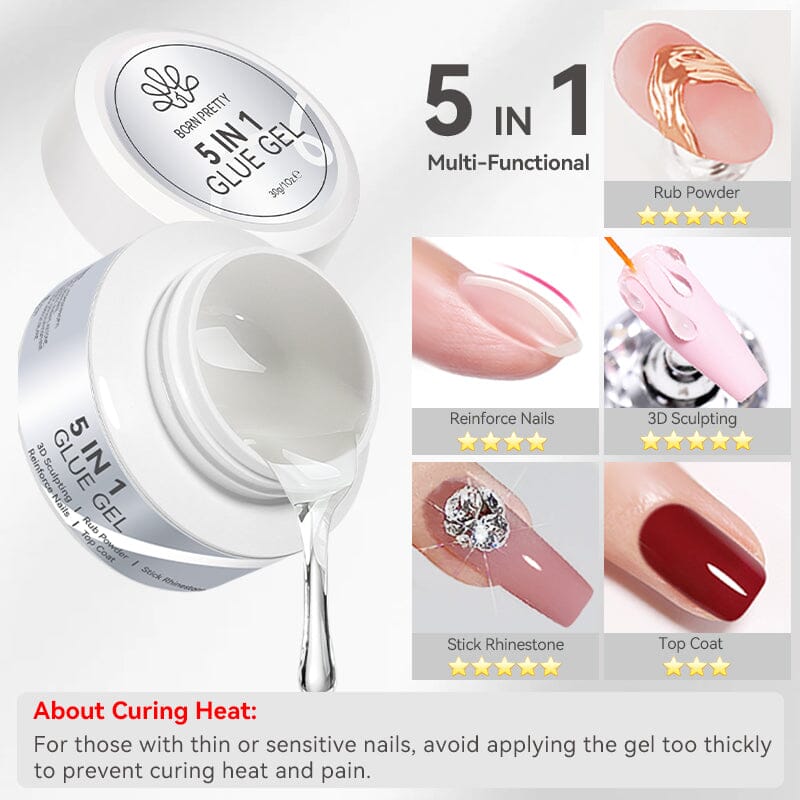 5 IN 1 Glue Gel 30g Gel Nail Polish BORN PRETTY 