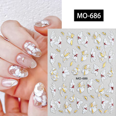 Embossed Floral 3D Nail Stickers