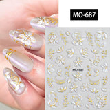 Embossed Floral 3D Nail Stickers