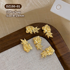 10pcs French Nails Gold Flowers Nail Decorations