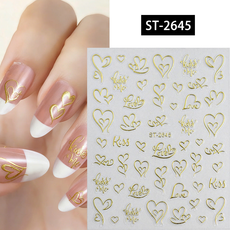 Heart 3D Nail Sticker ST-2645 Gold