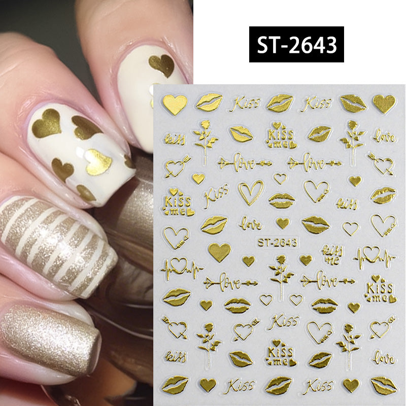 Heart 3D Nail Sticker ST-2643 Gold