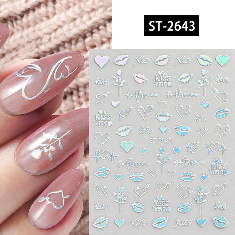 Heart 3D Nail Sticker ST-2643 Silver