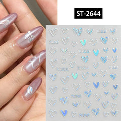 Heart 3D Nail Sticker ST-2644 Silver Nail Art No Brand 