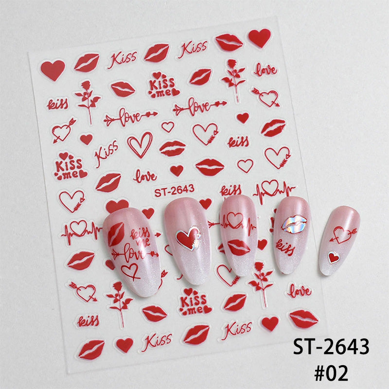 Heart 3D Nail Sticker ST-2643 Red