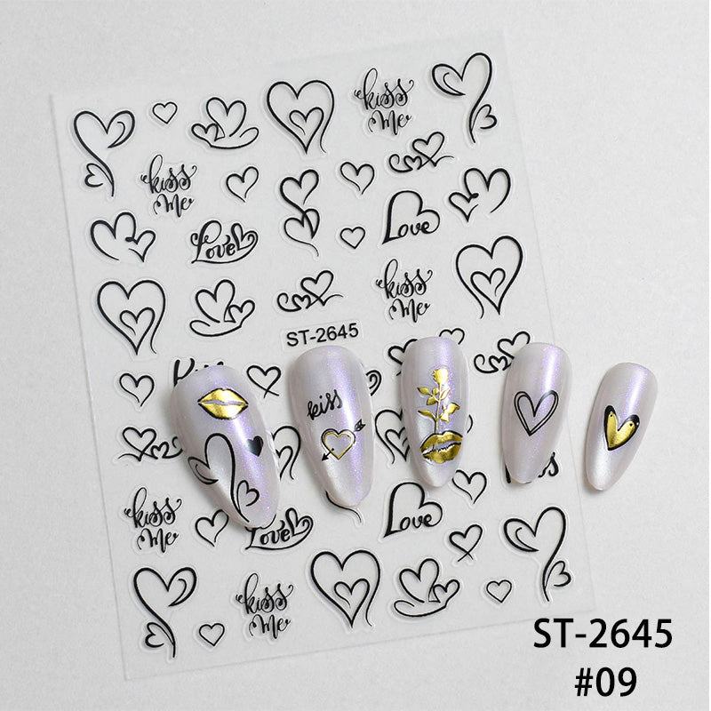 Heart 3D Nail Sticker ST-2645 Black