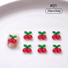 20pcs Cherry Nail Decorations