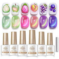 6 Colors Colored Cat Magnetic Gel M15 Fruit Basket 7ml Gel Nail Polish BORN PRETTY 