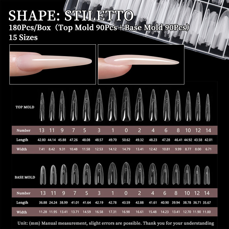180pcs Stiletto Extension Gel Dual Forms