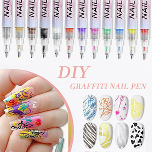 4 Colors Nail Painting Pen Set #02 0.5mm Head