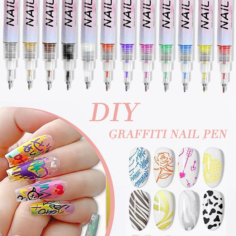 4 Colors Nail Painting Pen Set #02 0.5mm Head