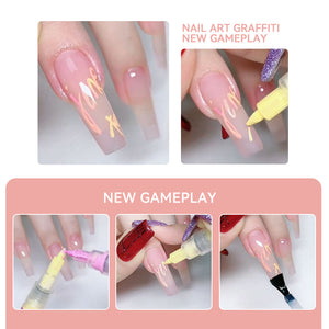 4 Colors Nail Painting Pen Set #02 0.5mm Head