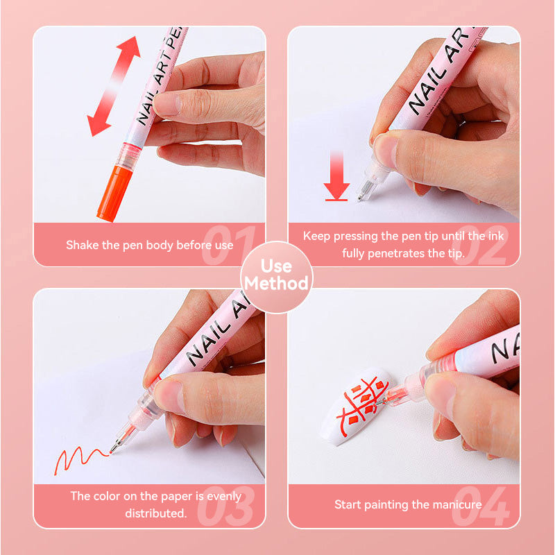 4 Colors Nail Painting Pen Set #02 0.5mm Head