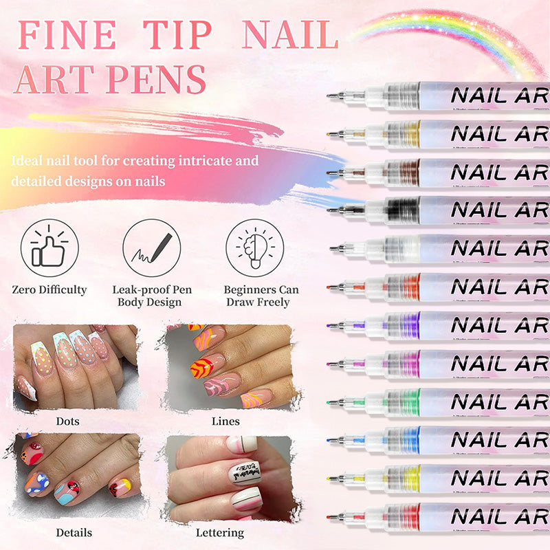 4 Colors Nail Painting Pen Set #02 0.5mm Head