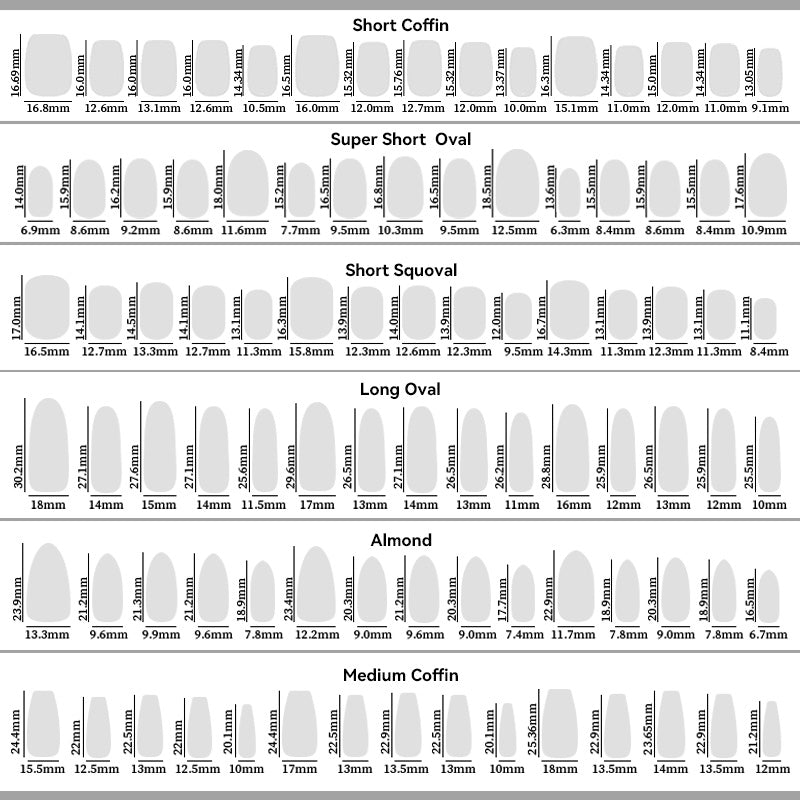 30pcs Press on Nails #03 White Long Oval Sizes XS, S, M