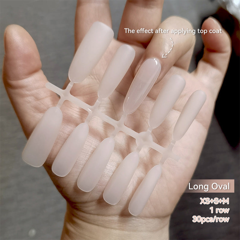 30pcs Press on Nails #03 White Long Oval Sizes XS, S, M