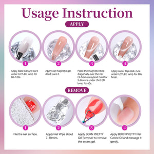 6 Colors Colored Cat Magnetic Gel M51 Summer Light 7ml HEMA/TPO FREE Gel Nail Polish BORN PRETTY 