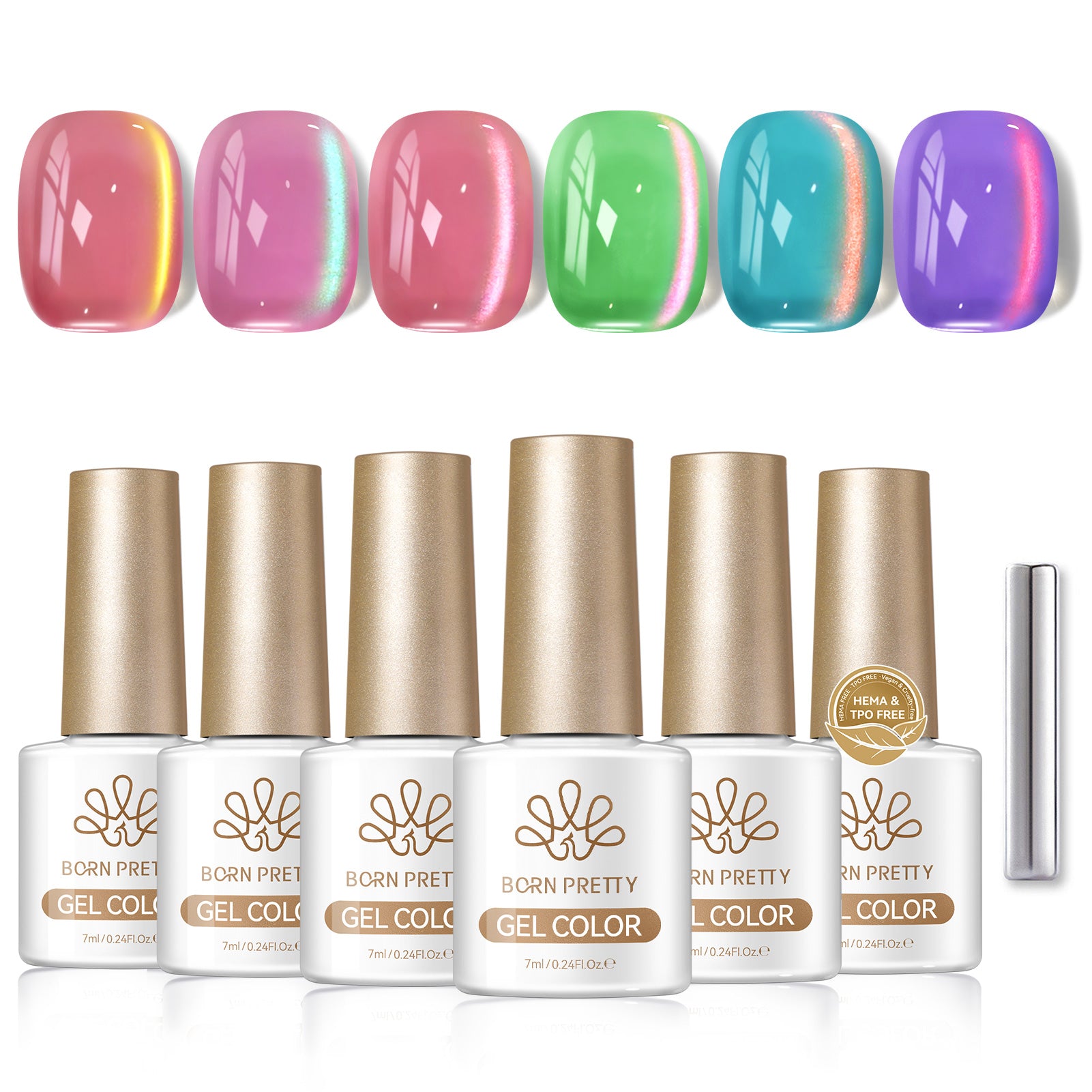 6 Colors Colored Cat Magnetic Gel M56 Flora Isla 7ml HEMA/TPO FREE