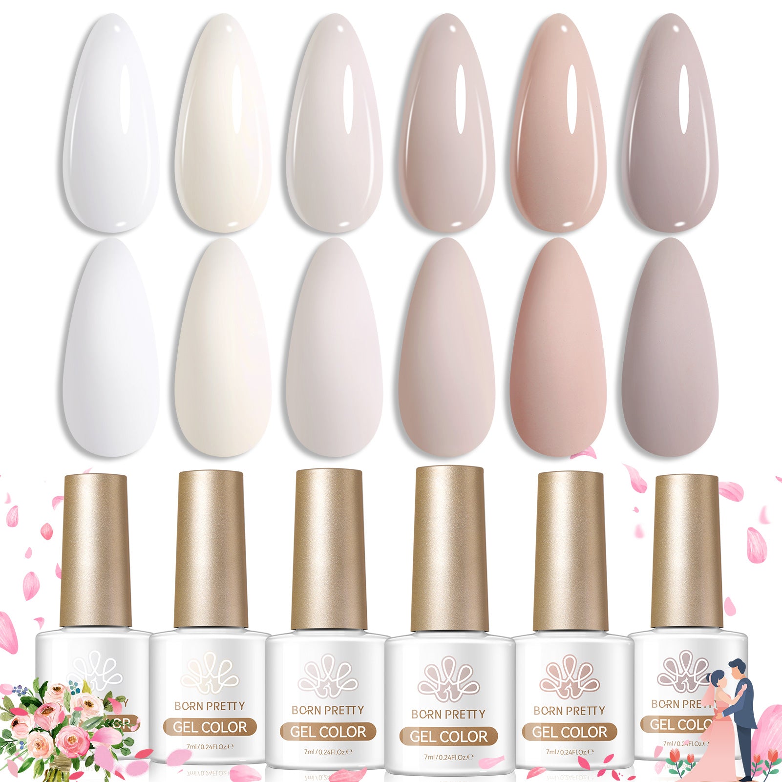 6 Colors Gel Set S52 In Between 7ml HEMA/TPO FREE