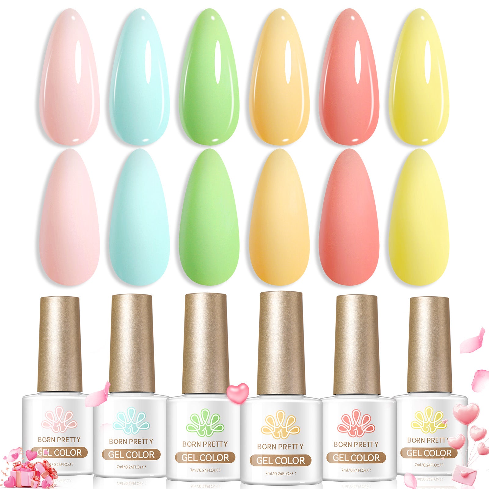 6 Colors Gel Set S55 Muted Flora 7ml HEMA/TPO FREE