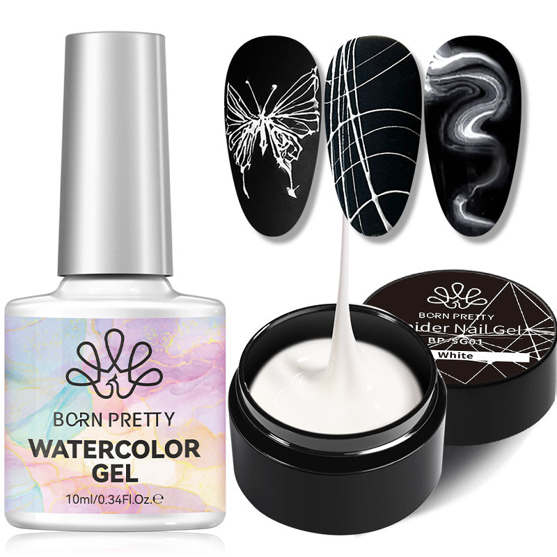 2pcs Set White Spider Gel & Watercolor Gel