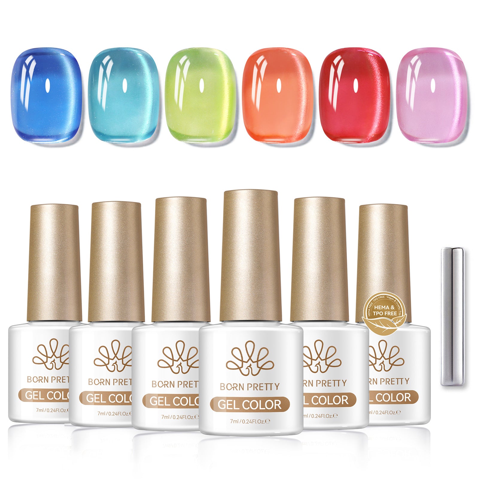 6 Colors Glass Cat Magnetic Gel M57 Holiday Glow 7ml HEMA/TPO FREE