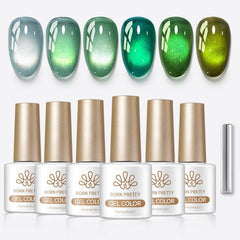 6 Colors Glass Cat Magnetic Gel M61 Midsummer Prelude 7ml Gel Nail Polish BORN PRETTY 
